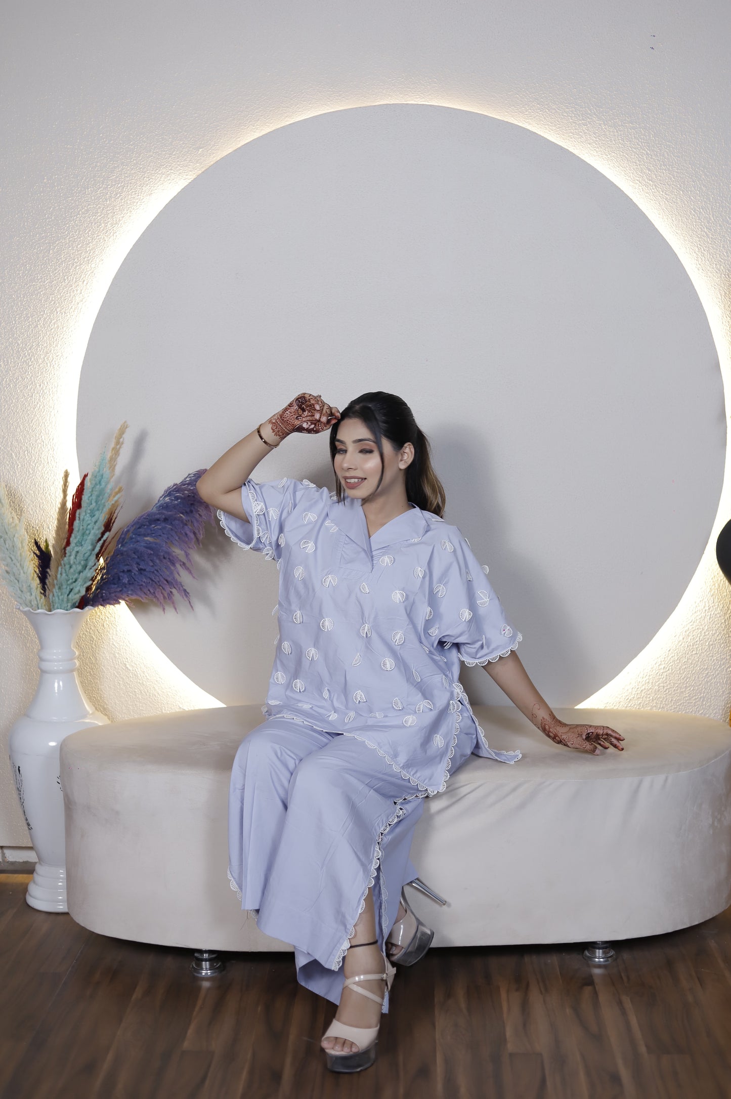 Light Blue Embroidered Co-ord Set for Women – Casual & Festive Wear