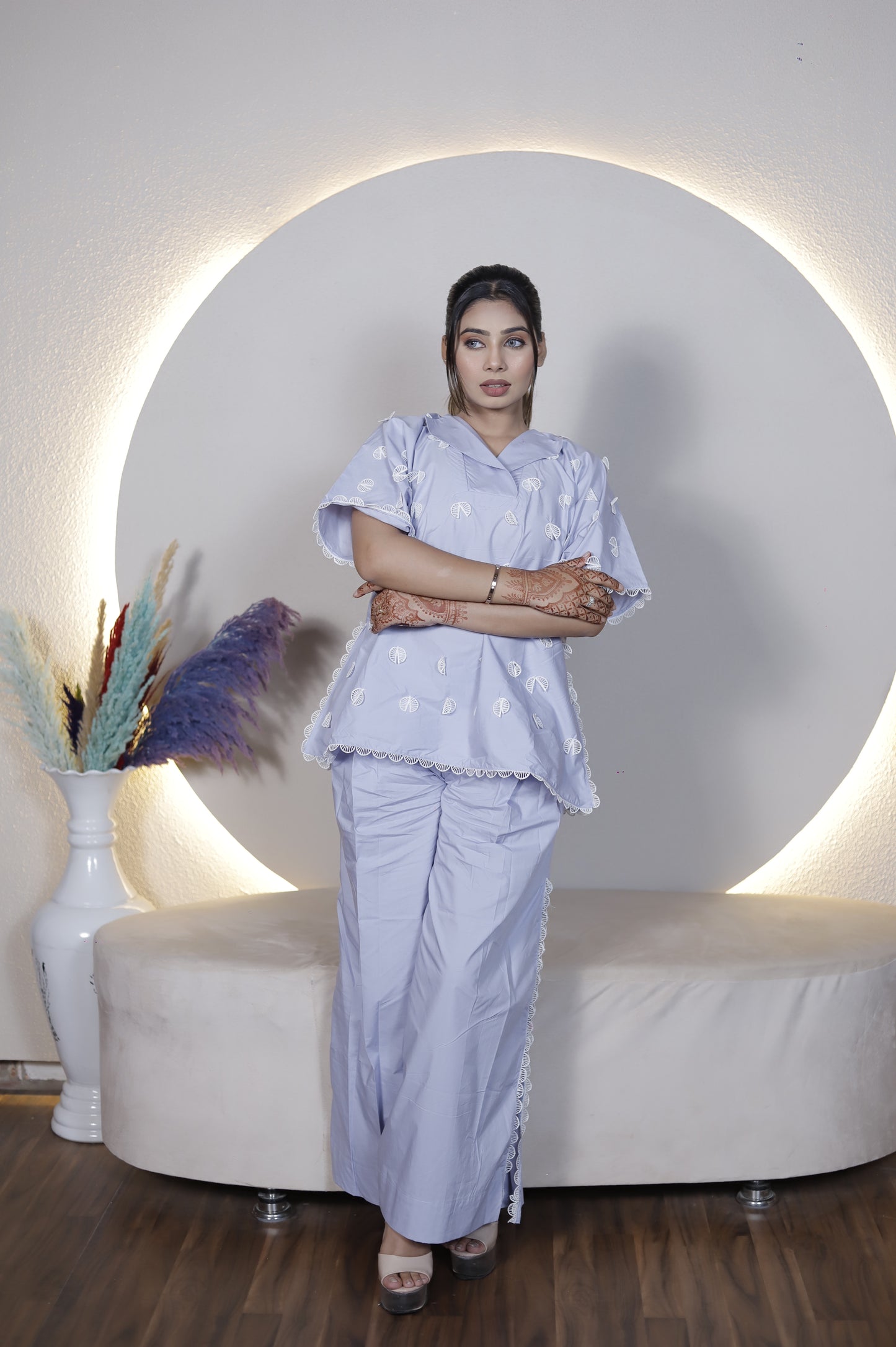 Light Blue Embroidered Co-ord Set for Women – Casual & Festive Wear