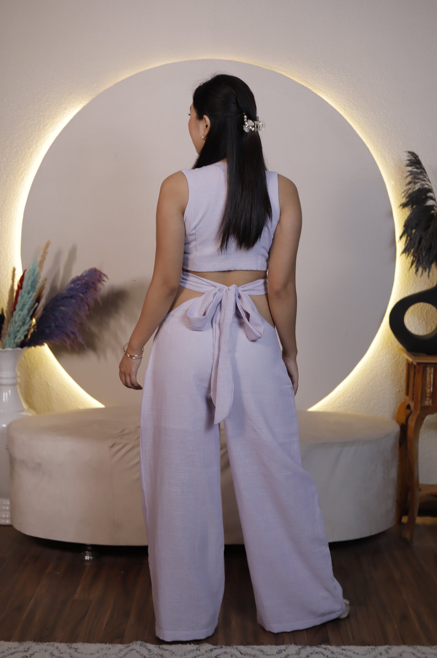 Sleeveless Wrap Crop Top & Wide-Leg Pants Co-ord Set – Chic Summer Women’s Wear
