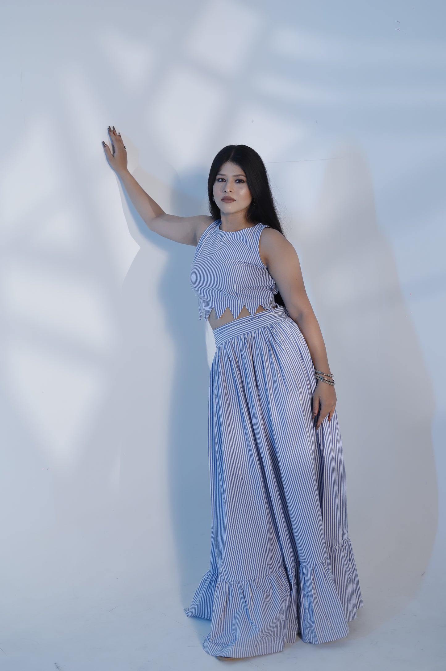 Blue & White Striped Sleeveless Maxi Dress – Casual Summer & Resort Wear for Women