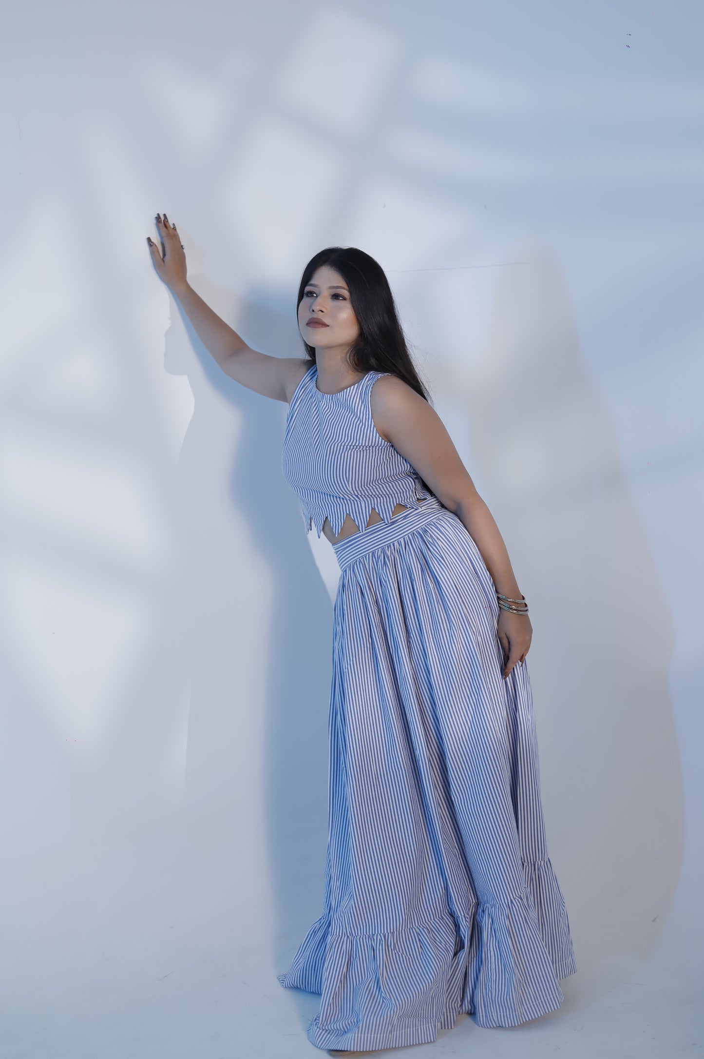 Blue & White Striped Sleeveless Maxi Dress – Casual Summer & Resort Wear for Women