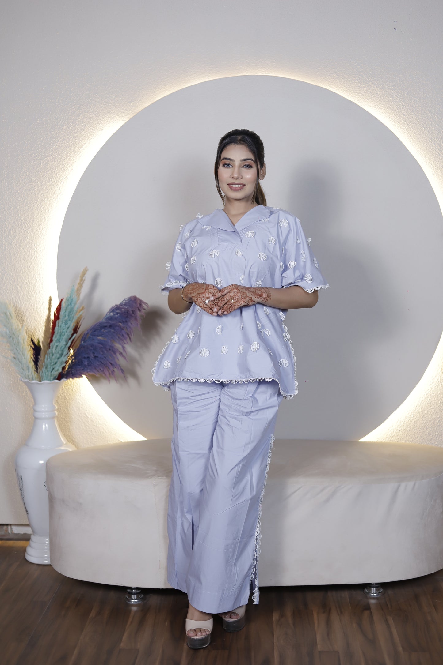 Light Blue Embroidered Co-ord Set for Women – Casual & Festive Wear