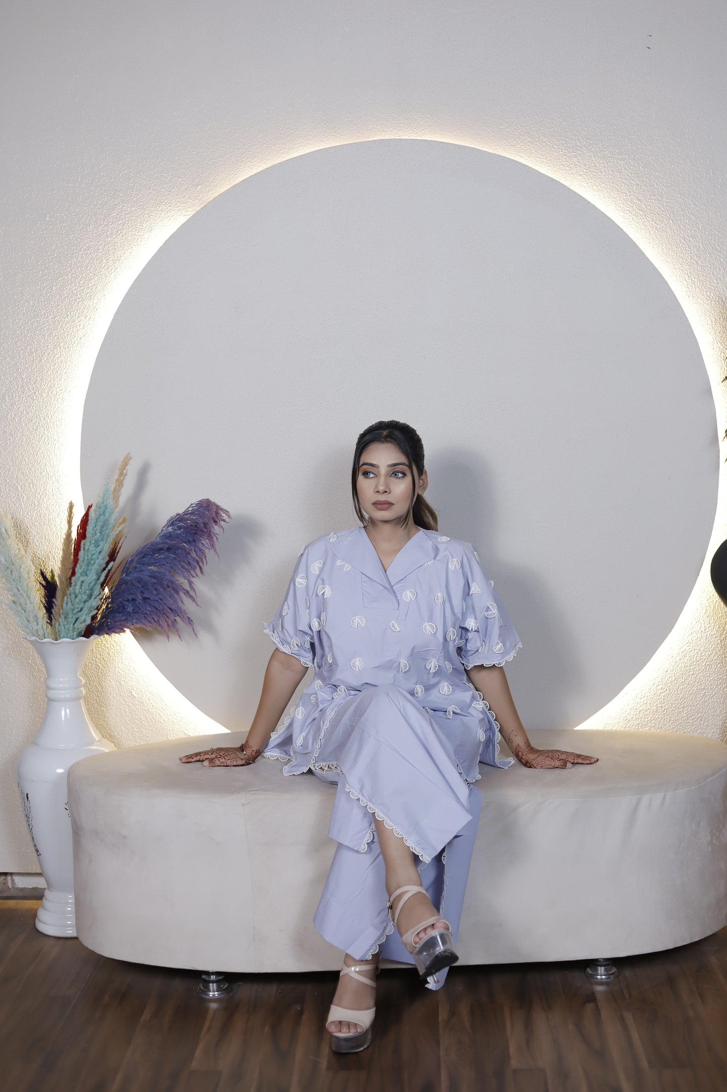 Light Blue Embroidered Co-ord Set for Women – Casual & Festive Wear