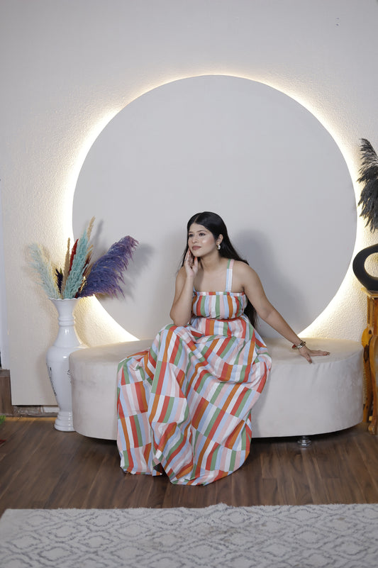 Multicolor Striped Maxi Dress – Sleeveless Casual Summer Sundress for Women