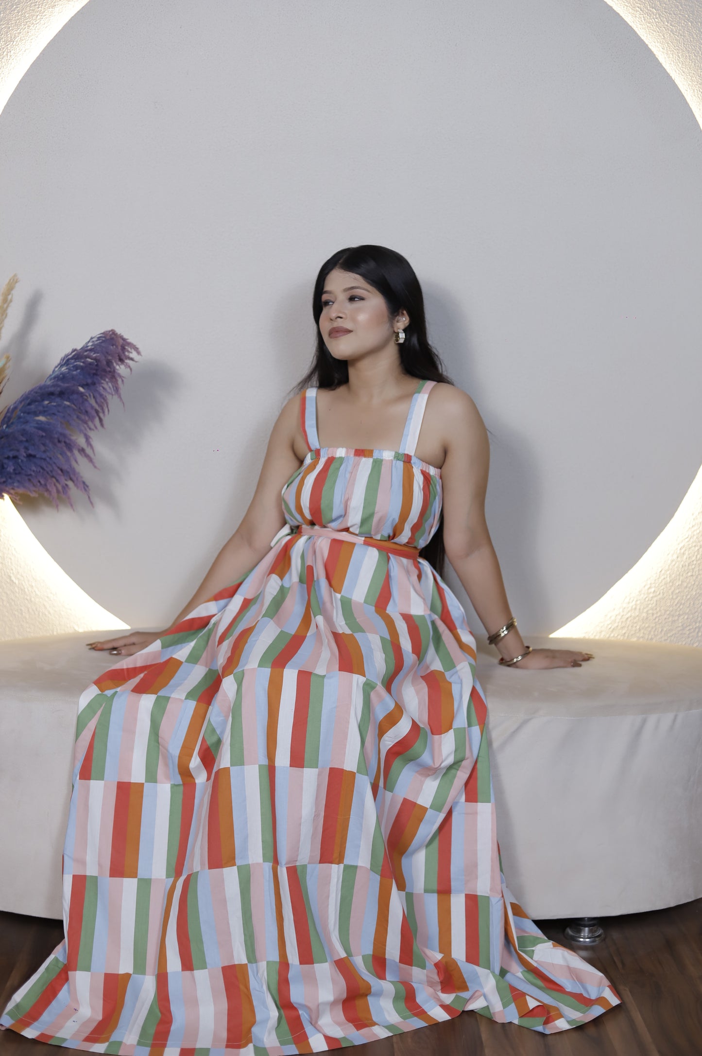 Multicolor Striped Maxi Dress – Sleeveless Casual Summer Sundress for Women
