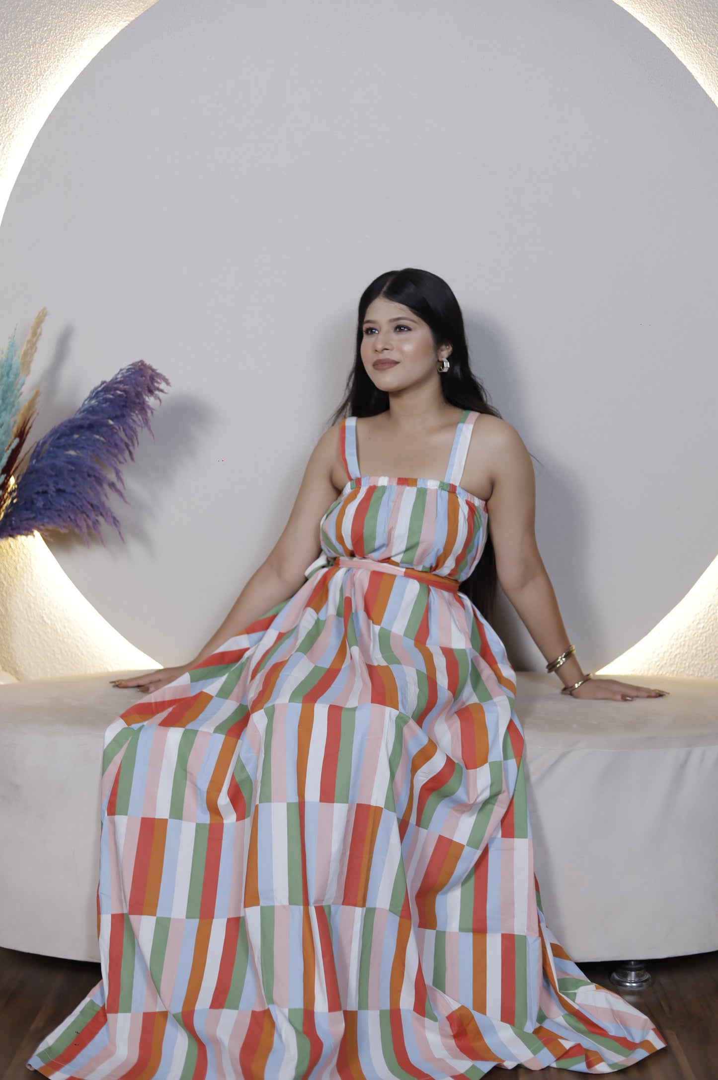 Multicolor Striped Maxi Dress – Sleeveless Casual Summer Sundress for Women